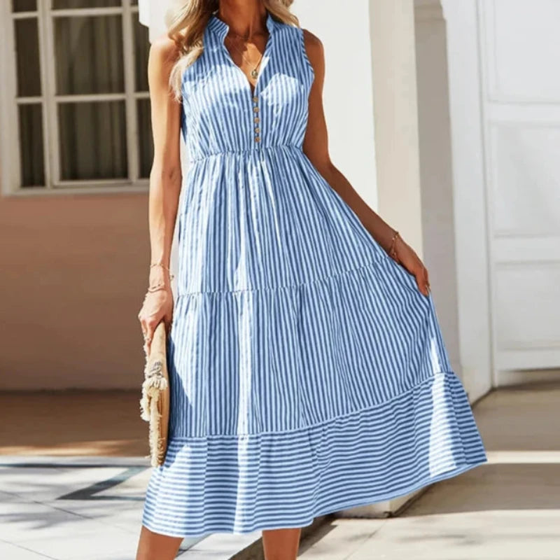 Robe Chemise Rayée Bleue