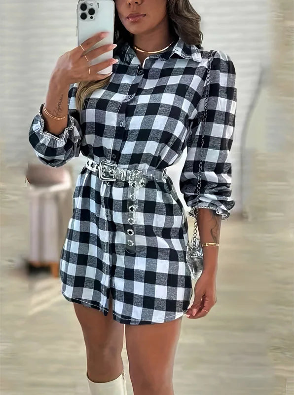 Robe Chemise Carreaux Noir et Blanc