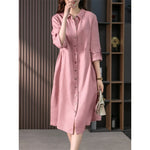 Robe Chemise Longue Rose - Vignette | ma-robe-chemise.com