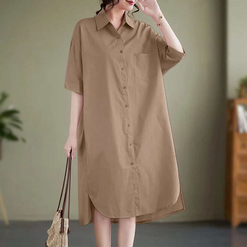 Robe Col Chemise Kaki