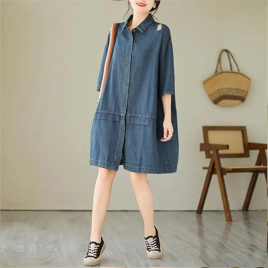 Robe Chemise Denim Bleu