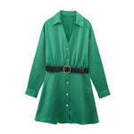 Robe Chemise Verte Satin - Vignette | ma-robe-chemise.com