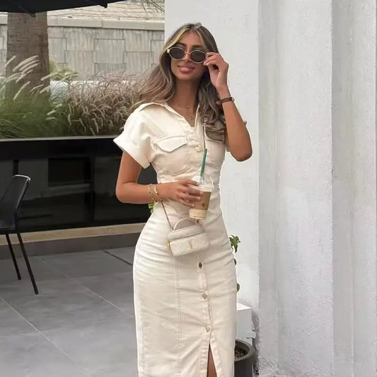 Robe Chemise Beige chez robe-chemise-boutique