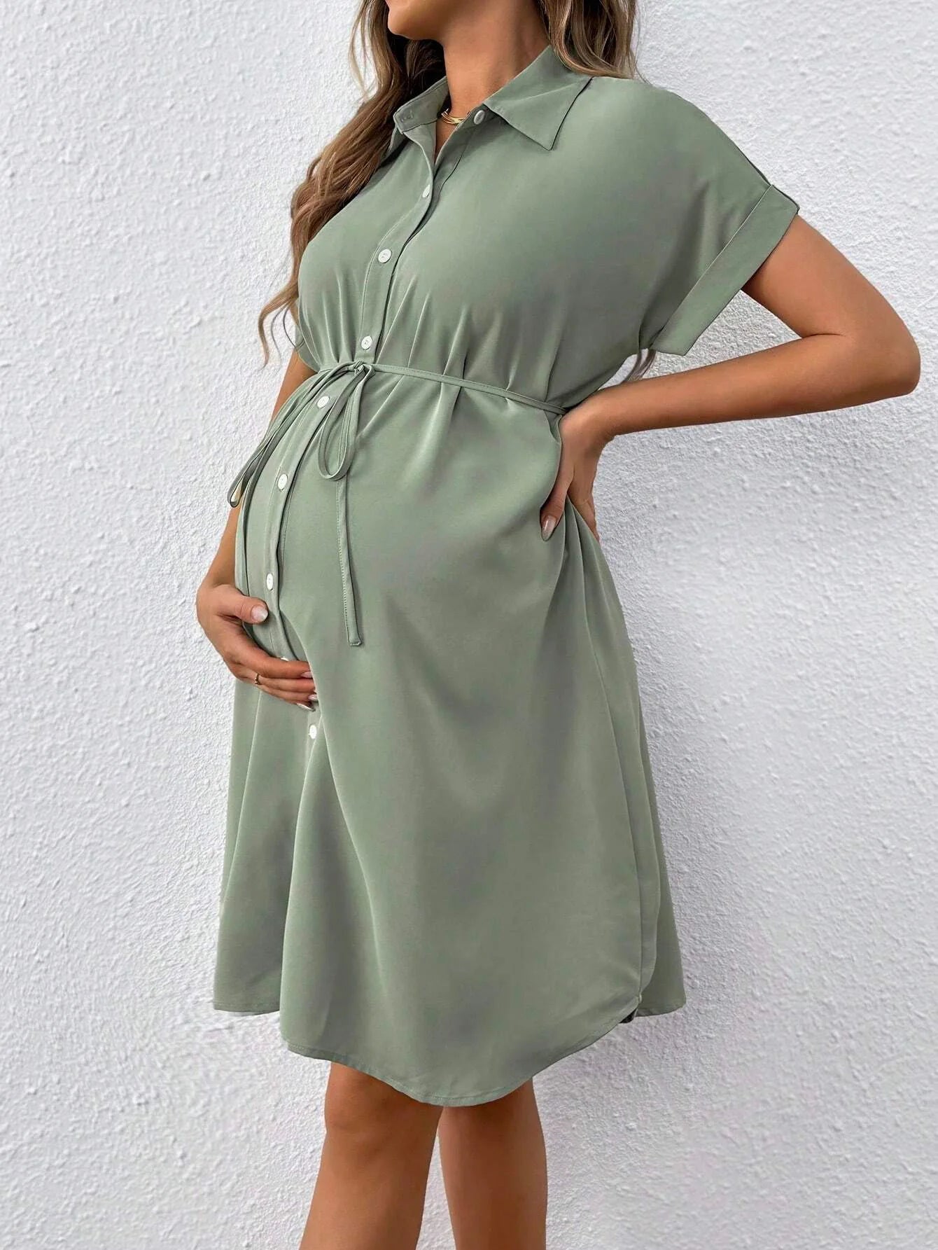 Robe Chemise Grossesse Verte chez robe-chemise-boutique