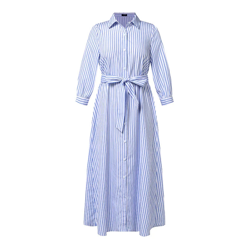 Robe Chemise Rayée Bleu et Blanc