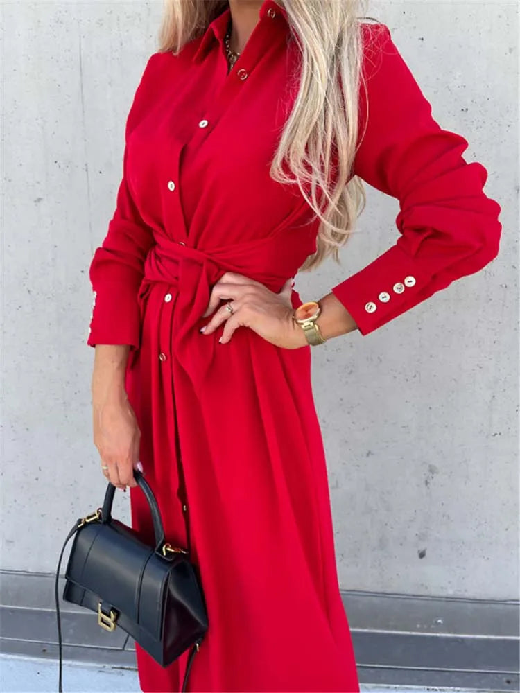 Robe Chemise Rouge Rouge