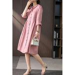 Robe Chemise Longue Rose - Vignette | ma-robe-chemise.com