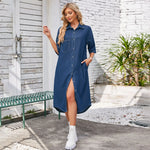 Robe Chemise en Jean Mi Longue - Vignette | ma-robe-chemise.com